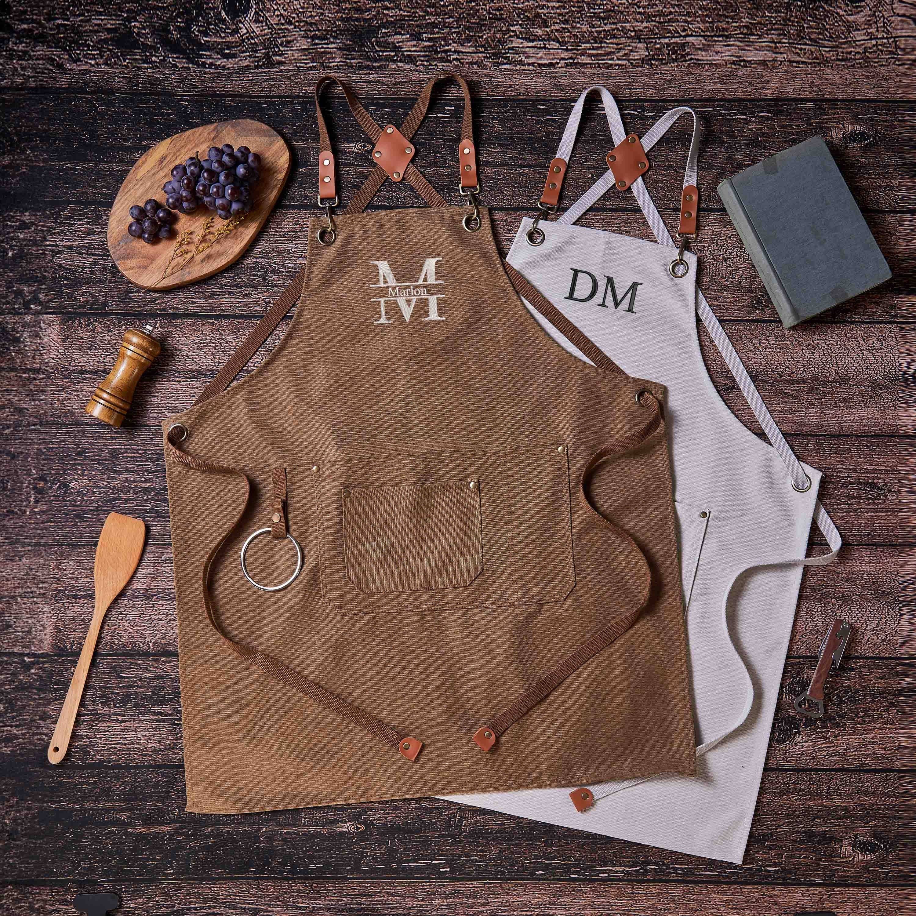 RockCow Leather Studio - Wholesale Apron - Personalized Canvas Workshop Apron with Pockets, Custom Bar, BBQ & Bartender Apron1