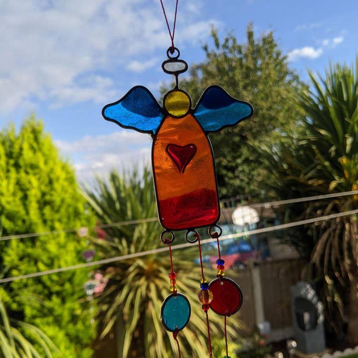Suncatcher Angel With Beads Assorted 29cm for wholesale by Shared Earth