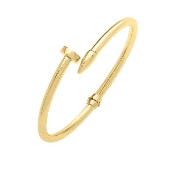 PureYou Jewelry - Wholesale Cuff Bracelet - 14K Bypass Nail Bangle, Solid Gold Bangle1