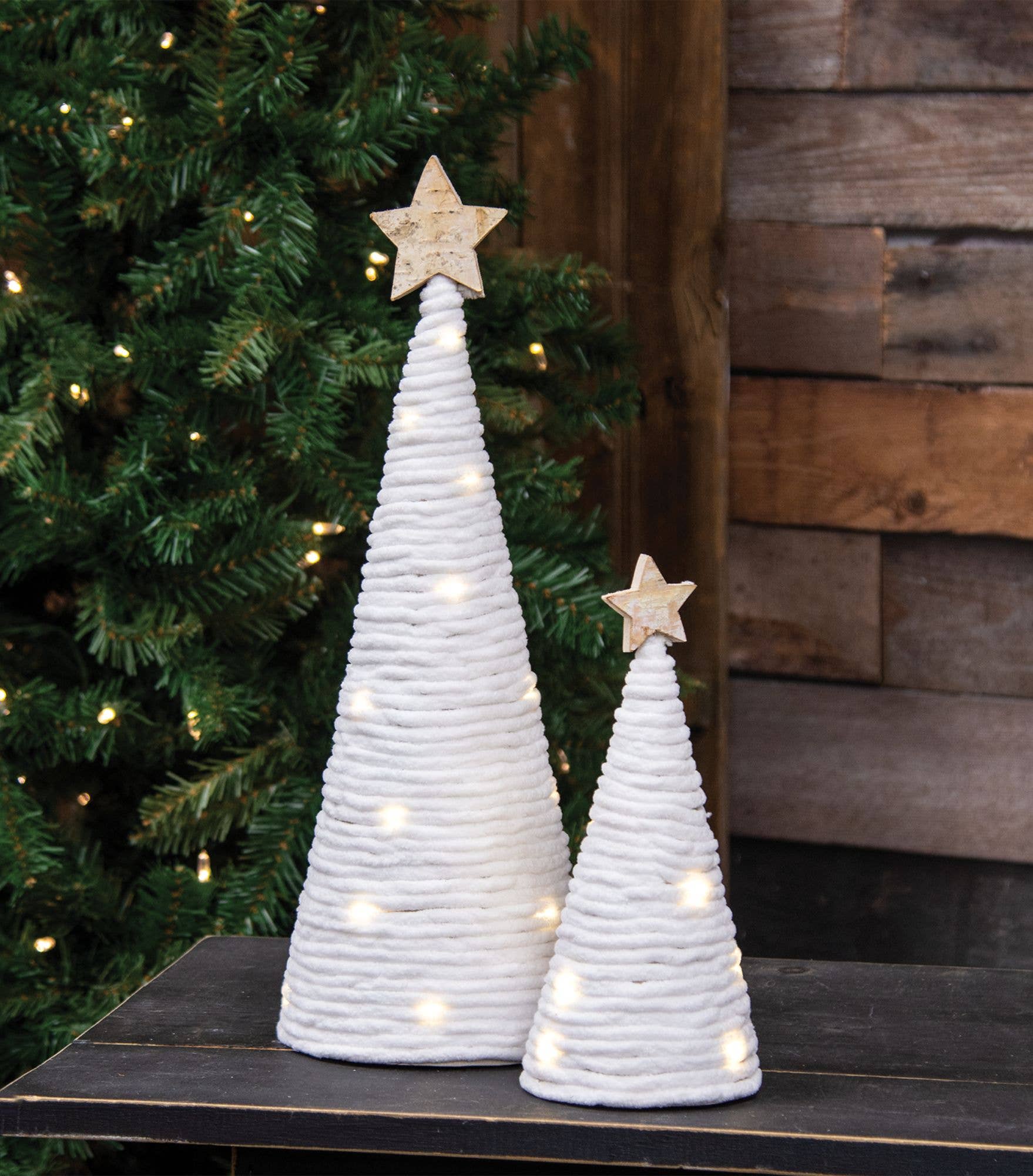 Bright Ideas – wholesale Juldekoration – Vitt garn julgran med LED-lampor liten2