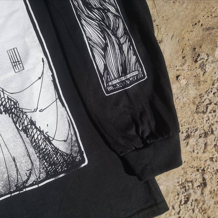 Godmachine – wholesale Screen printed t-shirt – unisex – Coffee & Philosophy: Camus Unisex Long Sleeve T-Shirt1