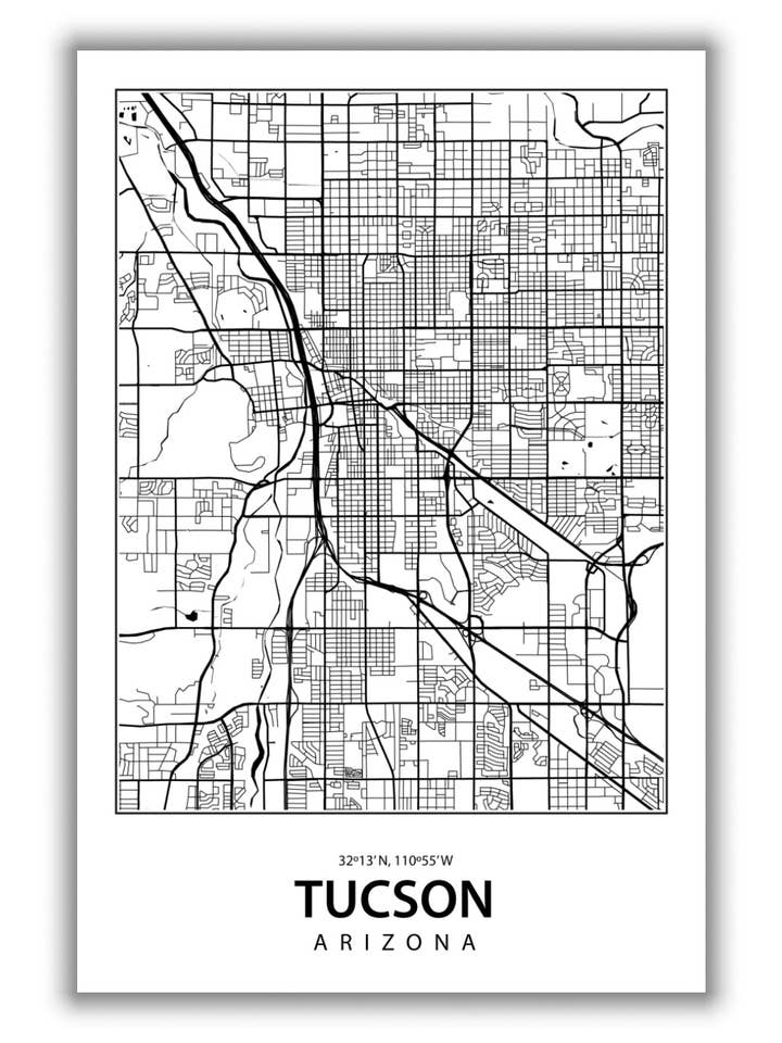 Map of Tuscon Arizona for wholesale by Stanley Print House