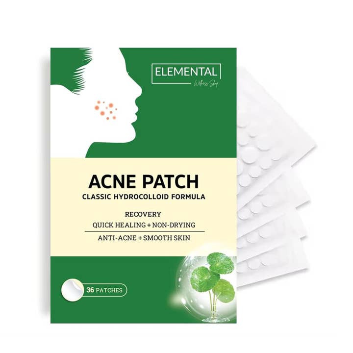 Patches d'acné hydrocolloïdes | Points anti-boutons à action rapide (36 unités) pour la vente par Elemental Wellness | Soap & Toxin-Free Living