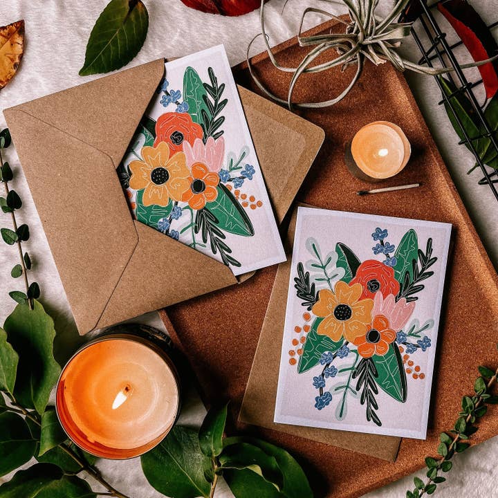 A6 Blank Card | Floral Bunch | Just Because Card | Thinking for wholesale by BrollyWeather