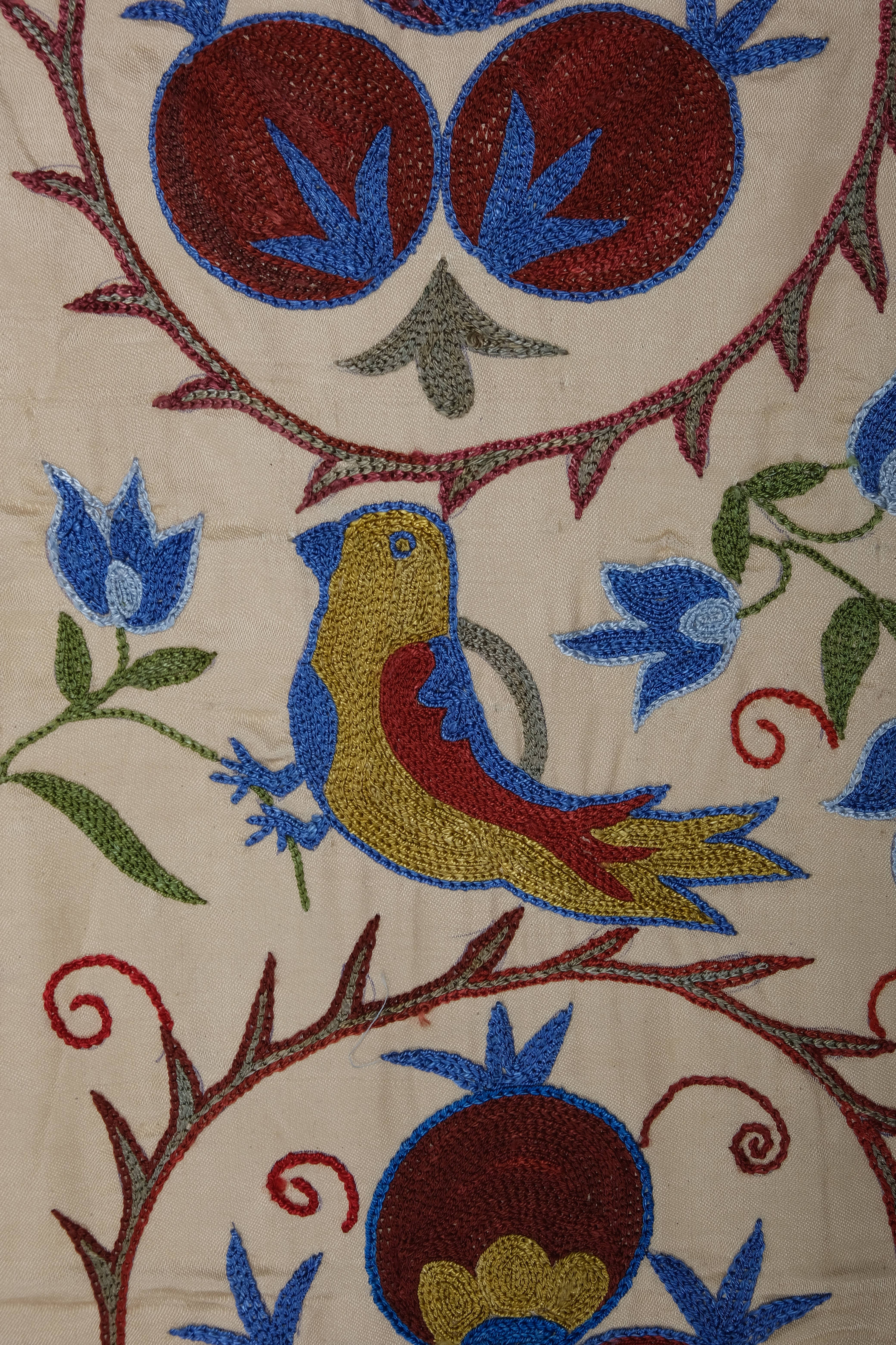 Vintage Pillows Store – wholesale Table runner – Handmade Bird Pictorial Suzani Table Runner, Embroidery8