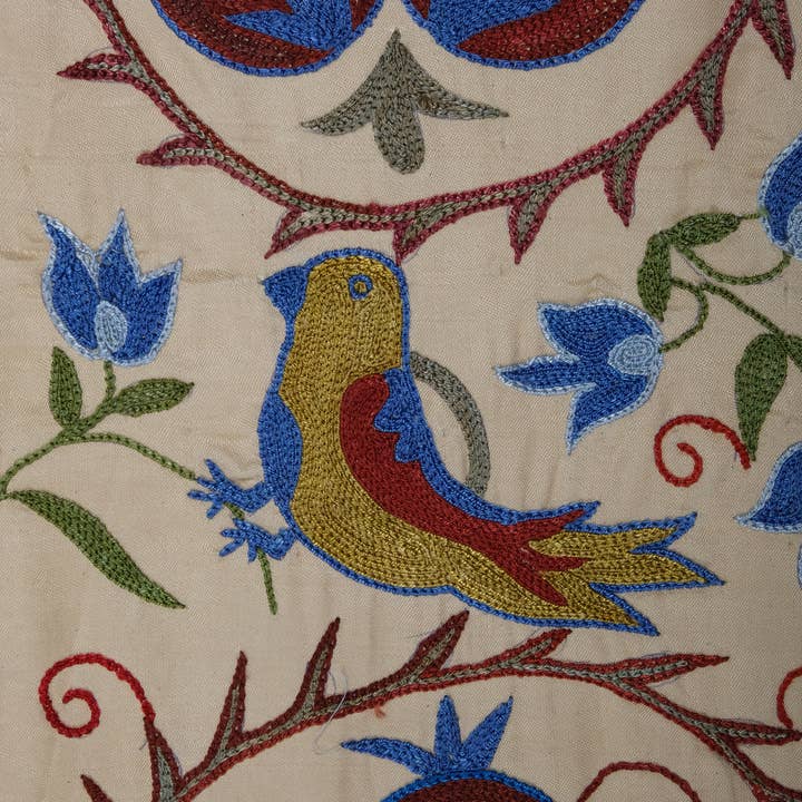 Vintage Pillows Store – wholesale Table runner – Handmade Bird Pictorial Suzani Table Runner, Embroidery8