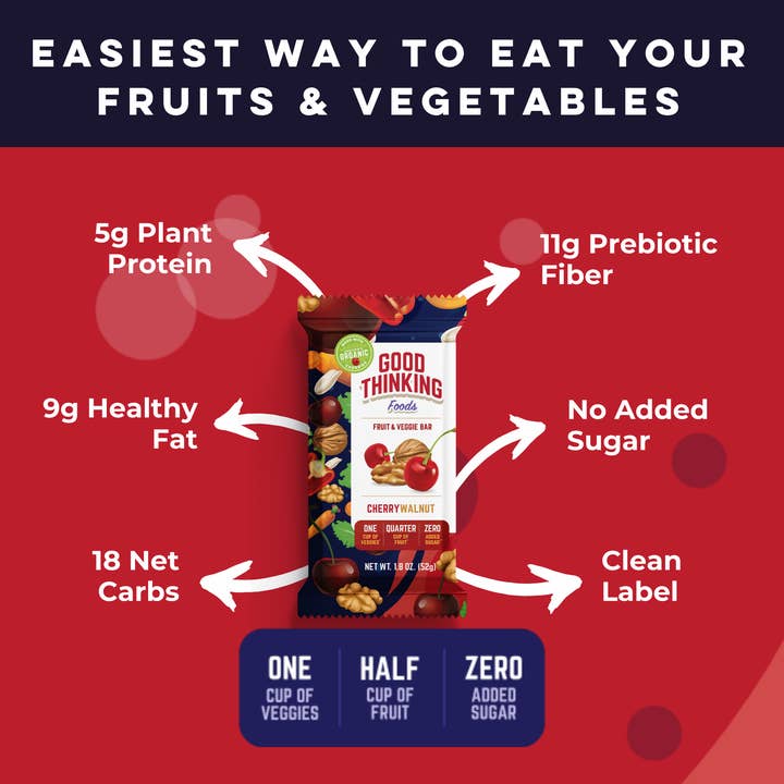 Good Thinking Foods - Wholesale Snack Bar - Cherry Walnut (Box of 12) WHOLESALE