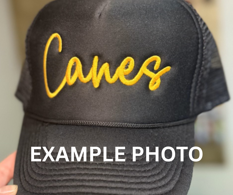 Hillside Threads Wholesale - Wholesale Trucker Hat - Unisex - Custom Embroidered Trucker Hat - Script Font4