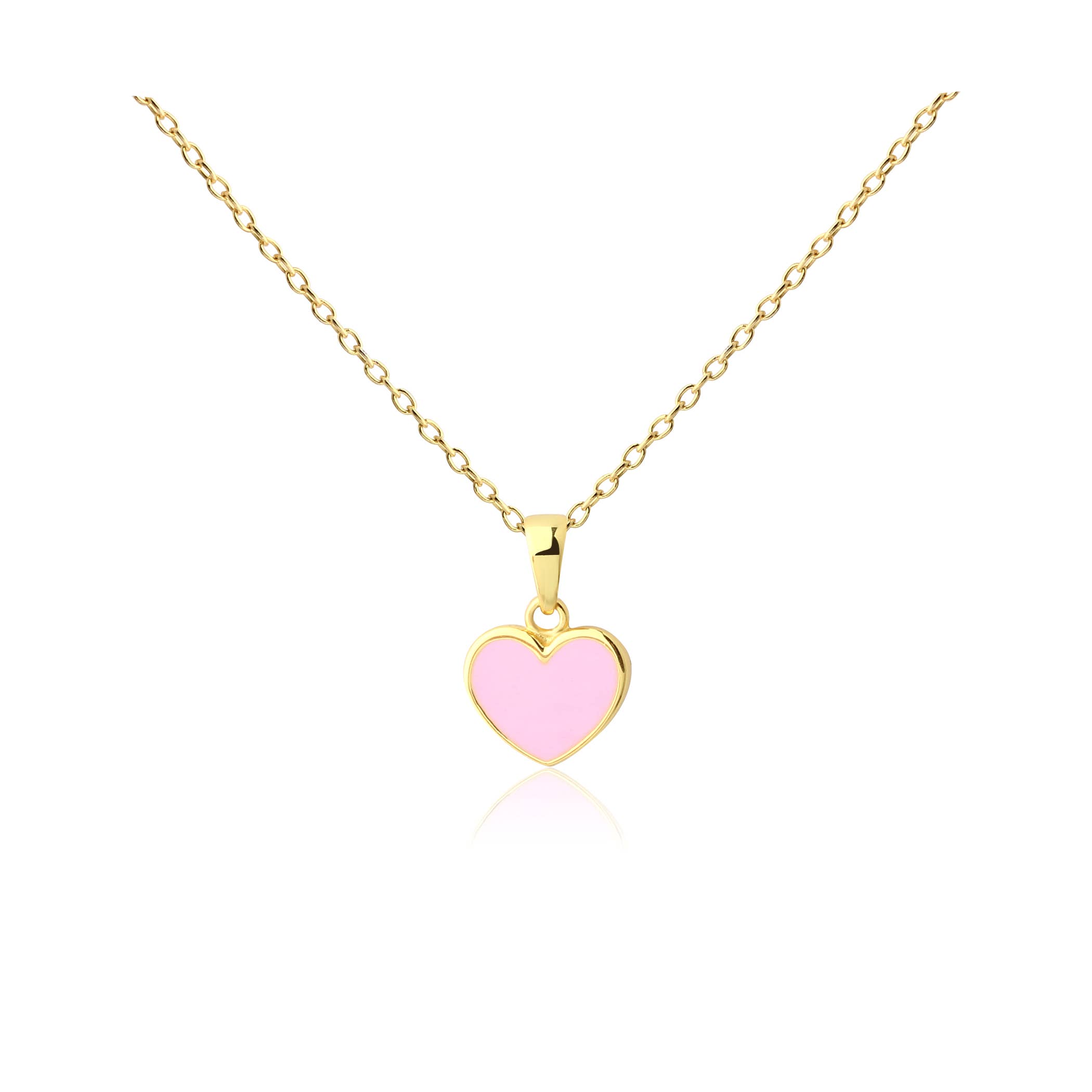 Cherished Moments - Wholesale Kids Necklace - Kids - Children's 14K Gold-Plated Pink Heart Necklace, Kids & Girls