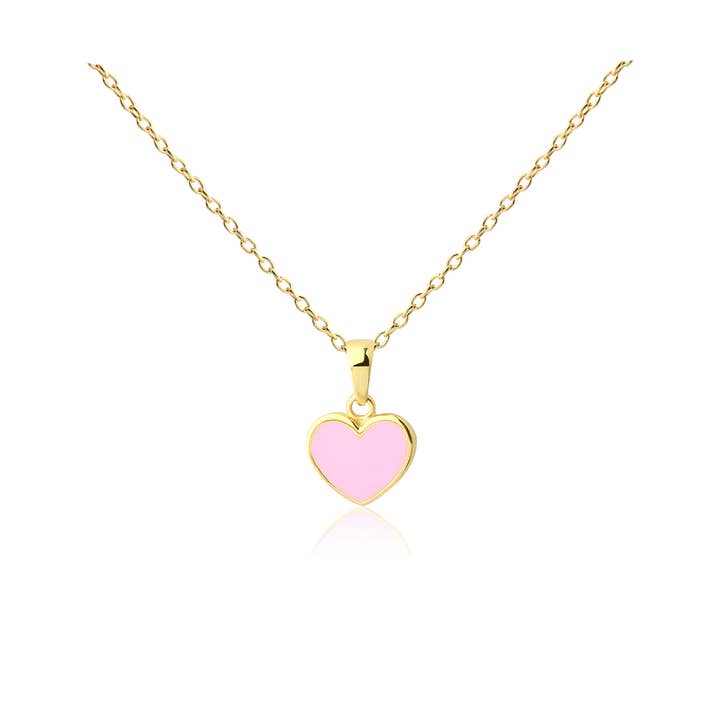Cherished Moments - Wholesale Kids Necklace - Kids - Children's 14K Gold-Plated Pink Heart Necklace, Kids & Girls0