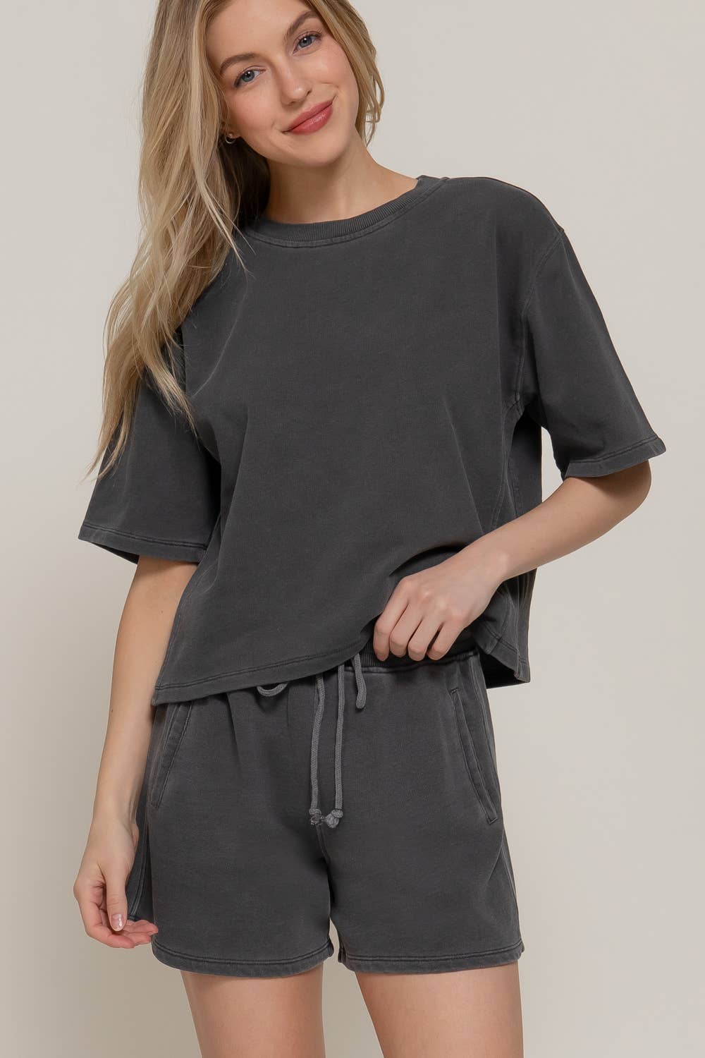 Active Basic | Active USA - Wholesale Lounge Shorts - Women's - Garment Washed Terry Shorts1