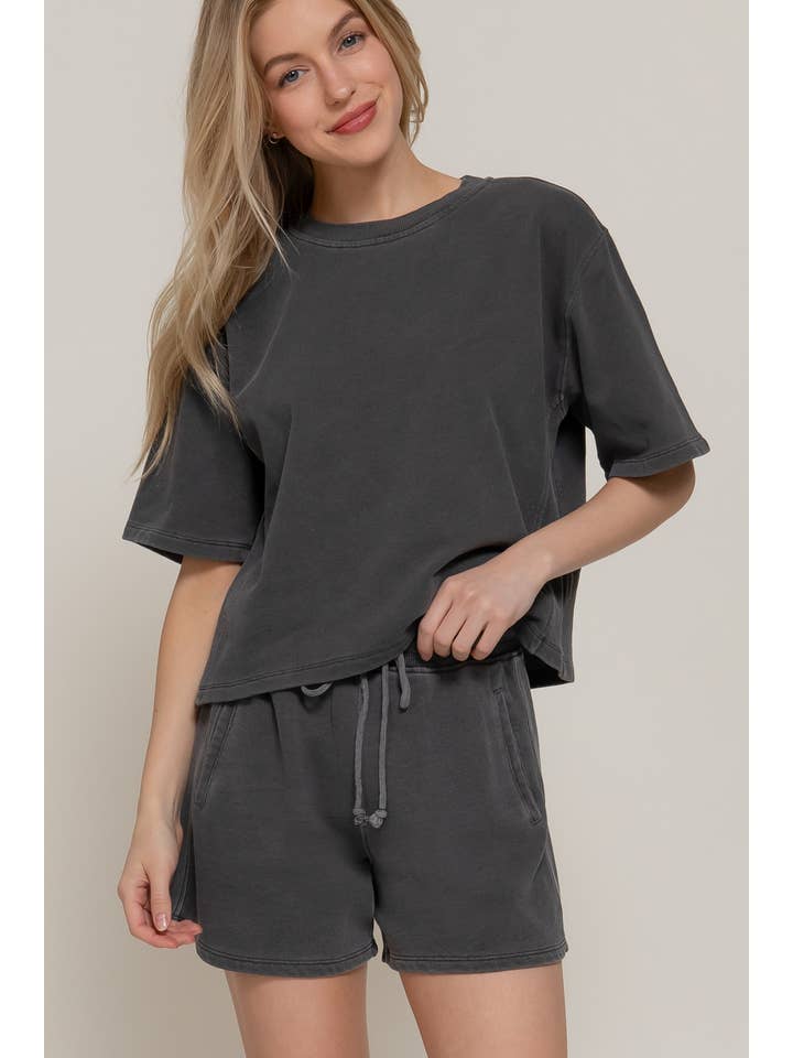 Active Basic | Active USA - Wholesale Lounge Shorts - Women's - Garment Washed Terry Shorts1