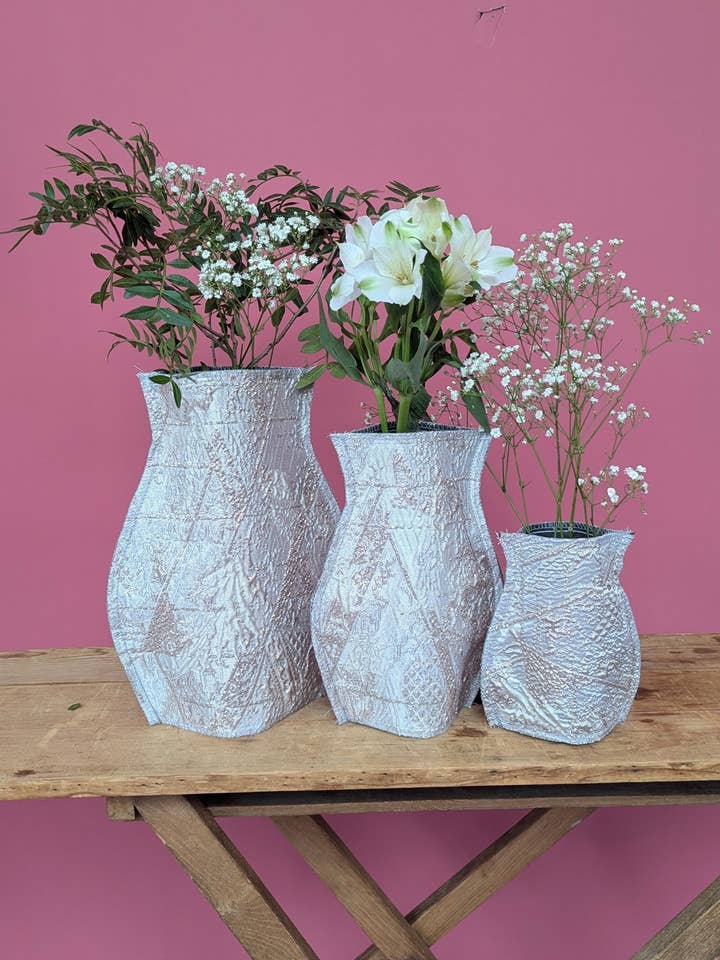 Pop Up Vase in Ivory for wholesale by Megan Crook Textiles