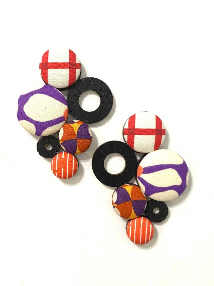 Vine Oorbellen - Zwart - Paars Rood voor wholesale door Botón de Azúcar