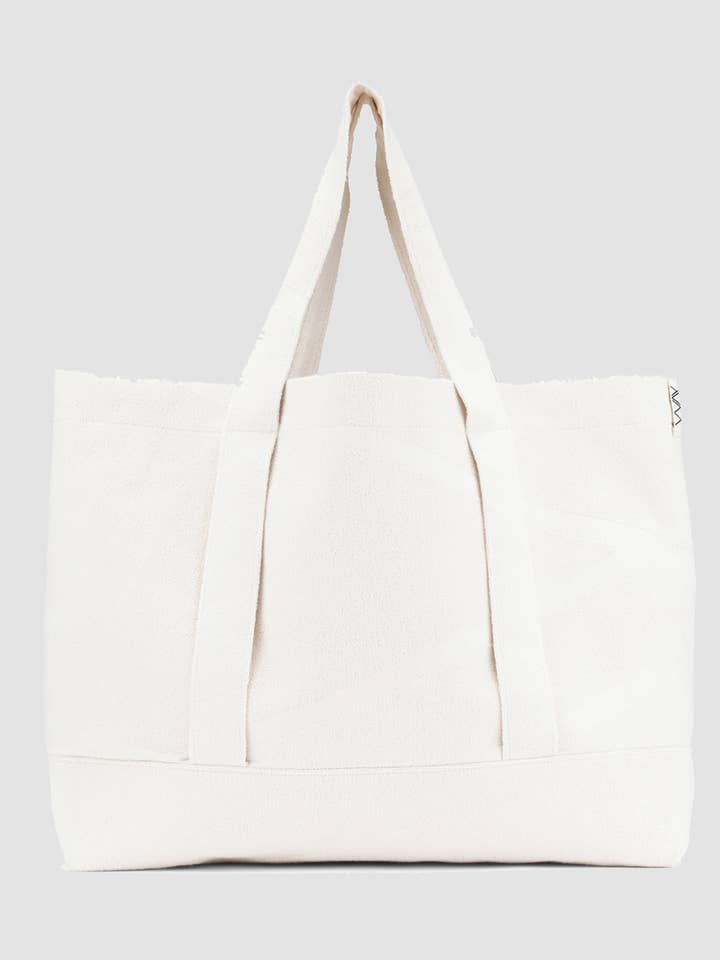 Weiße Maxi-Strandtasche aus nachhaltigem Frottee-Baumwollstoff für den Großhandel von WAY