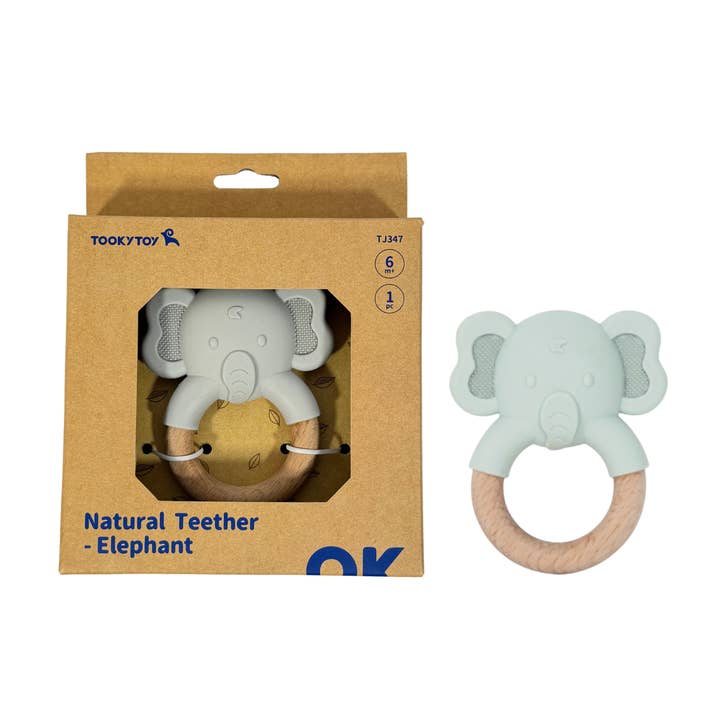 Natural Baby Teether – Elephant Shape (6m+) for wholesale by tokiplay