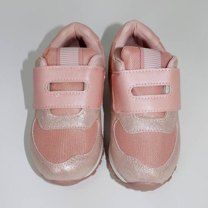 Velcro glitter girls coral sport shoes- T. 24-29- 12 prs box for wholesale by MB SMERWICK SA