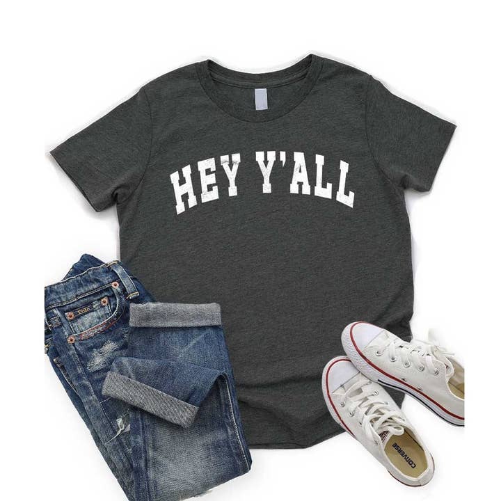 Varsity Hey Yall Kids Graphic Tee for wholesale by Kids By Kissed Apparel