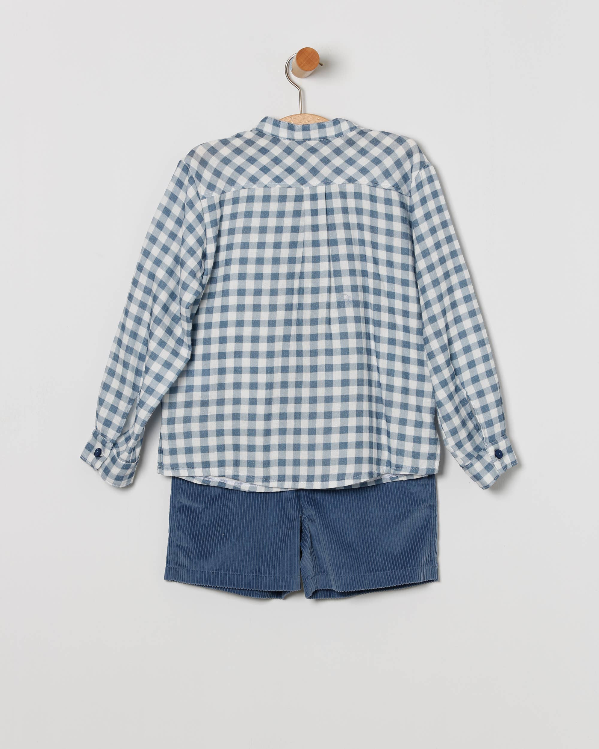 CLOUDY BLUE Plaid Bermuda Shirt for wholesale on Faire2