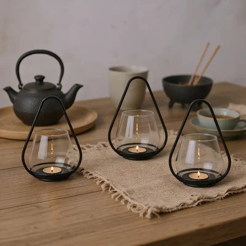 Huis Van Merken - Wholesale Candle Holder - Vintage Glass Candle Holder Lantern - Farmhouse Decor1