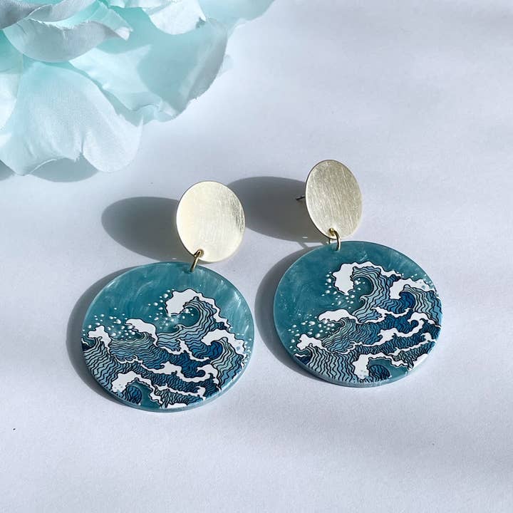 Pearl and Ivy Studio - Wholesale Dangle Earrings - Beachy boho earrings acrylic statement earrings - Ocean Wave4