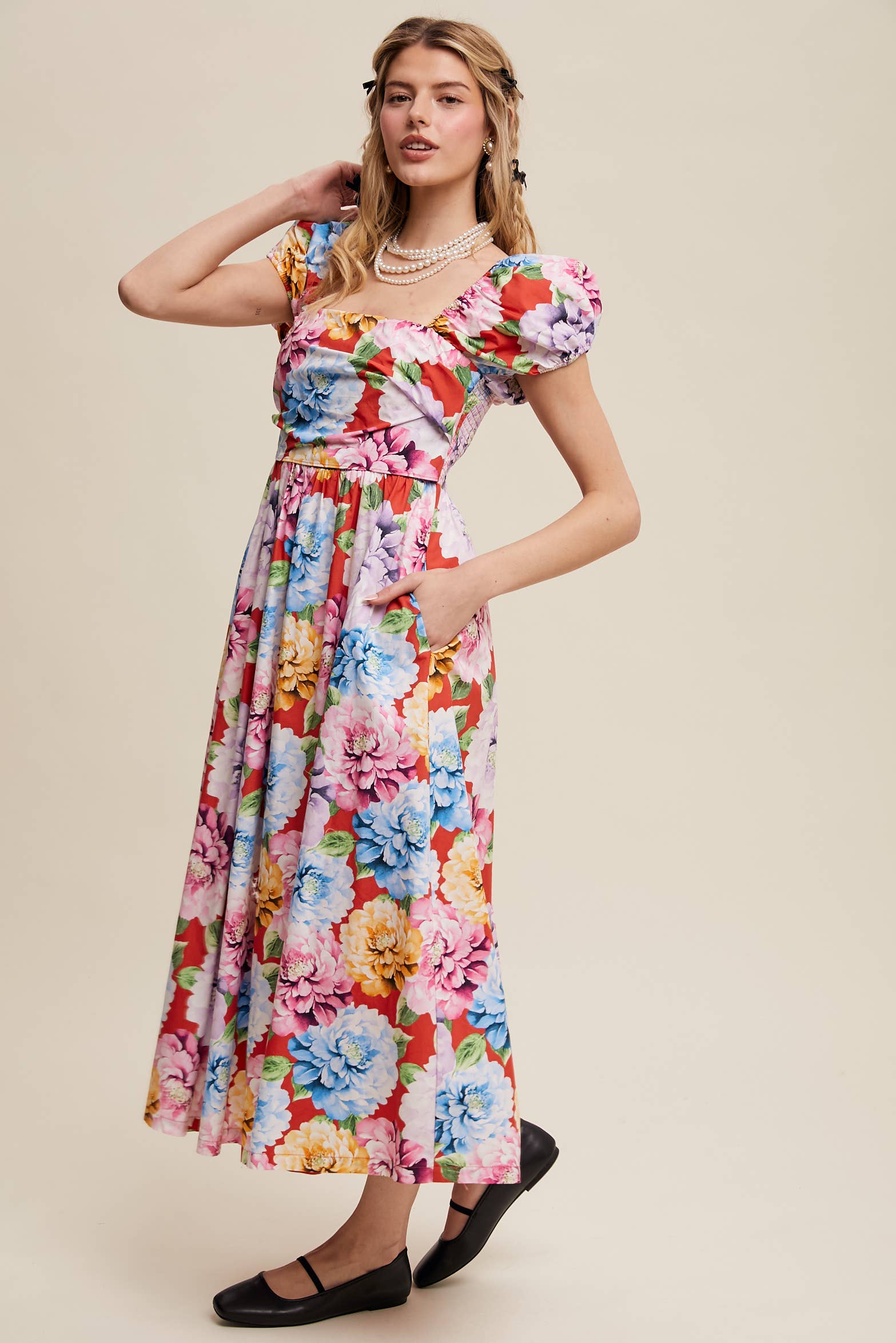 Listicle - Vendita all'ingrosso Vestito - Donna - Abito romantico a fiori con maniche a sbuffo18