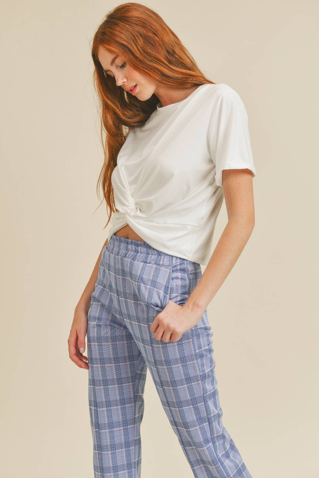 IT1001 Lovely Twisted Knot T-Shirt Off White Neutral for wholesale on Faire5