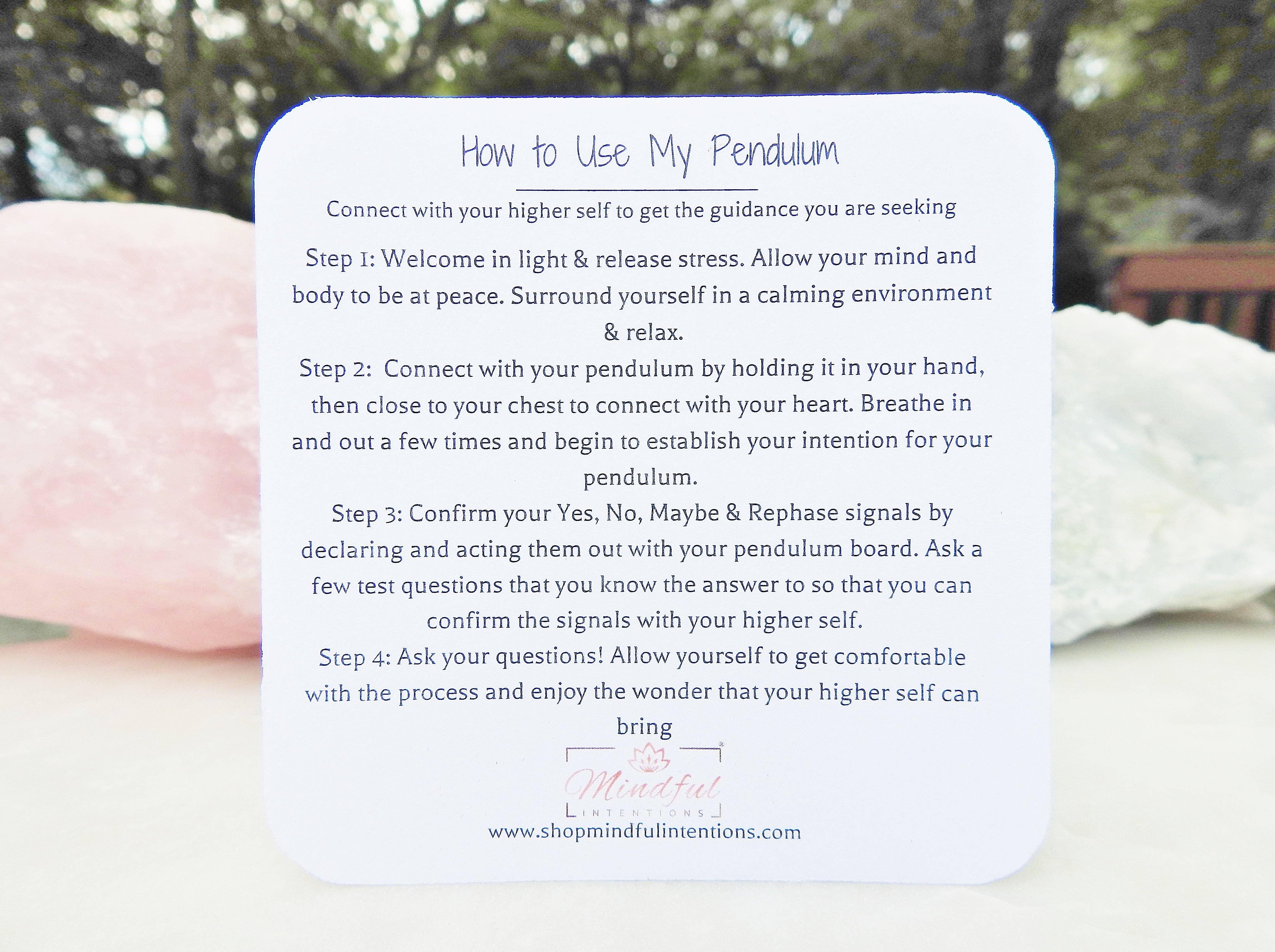 Mindful Intentions® - Wholesale Meditation Supplies - Smoky Quartz Pendulum with Pendulum Board & Instructions5