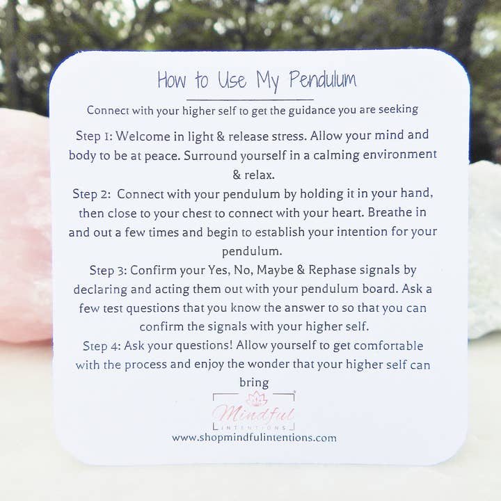 Mindful Intentions® - Wholesale Meditation Supplies - Lepidolite Pendulum with Pendulum Board & Instructions7