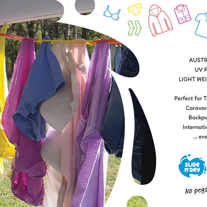 Adventure Awaits - Wholesale Clothes Hangers - Slide n' Dry Pegless Clothesline | Rainbow | Australian Made16