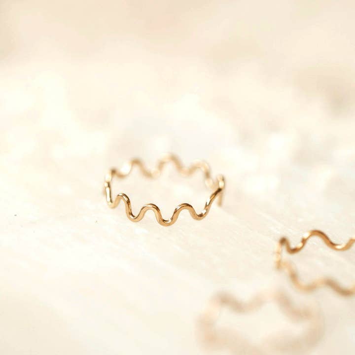 Hello Adorn - Wholesale Band/Stacked Ring - Squiggle Ring | 14kt Gold Fill + Sterling Silver