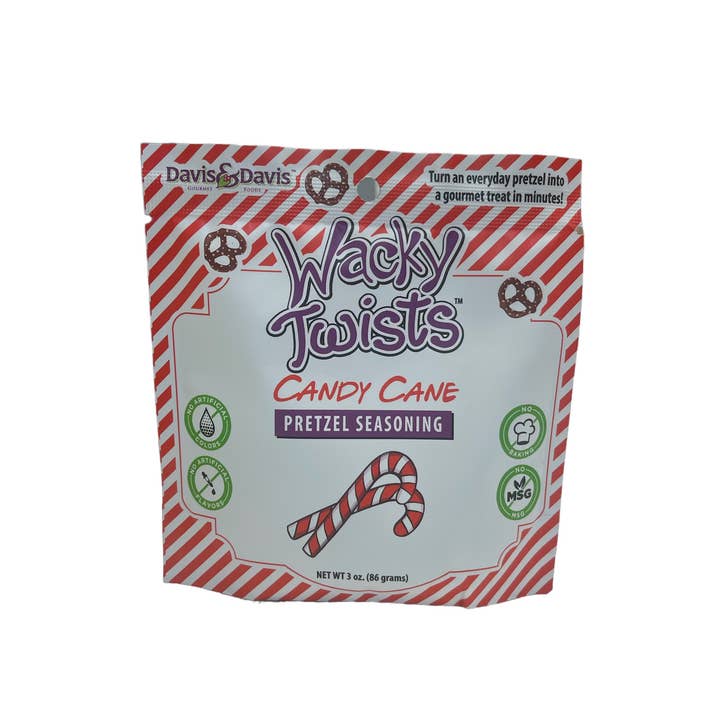 Davis & Davis Gourmet Foods - Wholesale Pretzels - 36 PCS Counter Display of Candy Cane Wacky Twist - 3oz