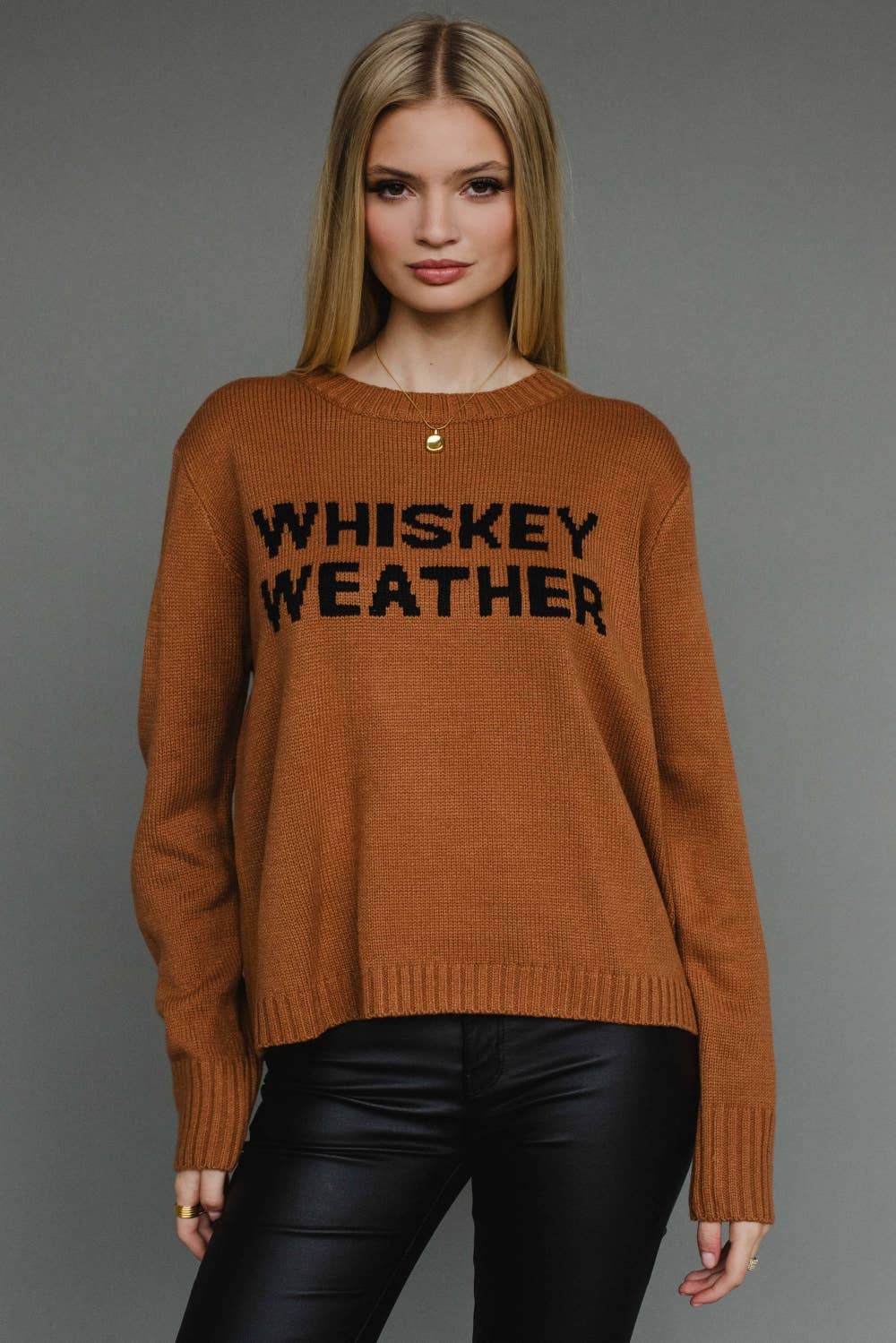 Panache Apparel Co. - Wholesale Knit Sweater - Women's - Brown Whiskey Weather Sweater3