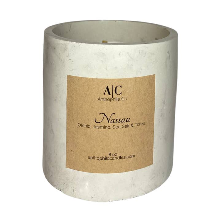 Coconut Soy Luxury Candle in Handcrafted Cement Vessel for wholesale by Anthophila Co
