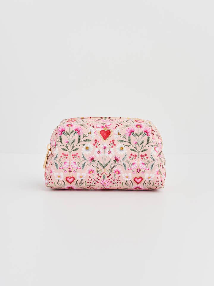Floral Heart Pink Pouch for wholesale by Fable England