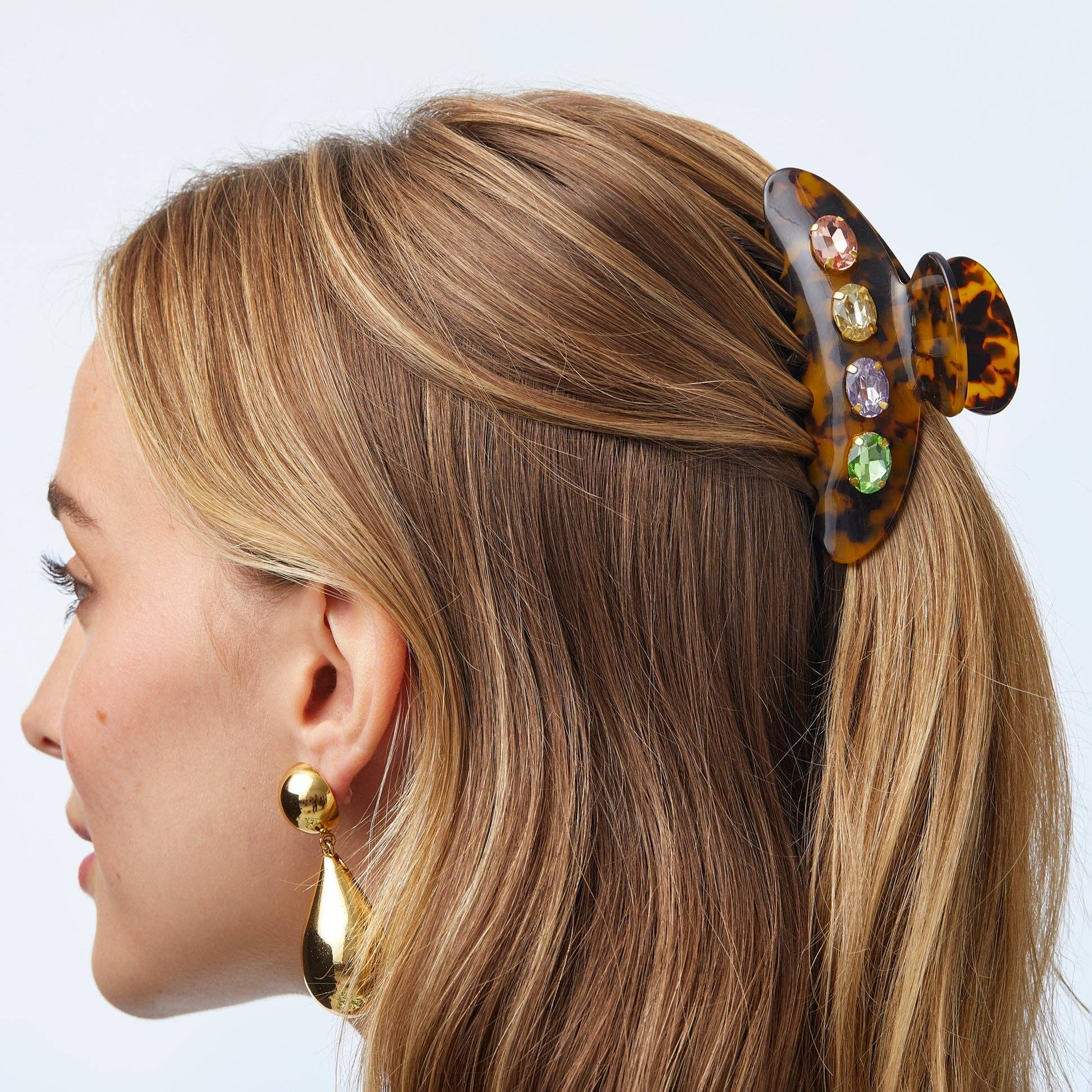 Lele Sadoughi – wholesale Hair clip – Women’s – TORTOISE LARGE CRYSTAL CLAW CLIP1