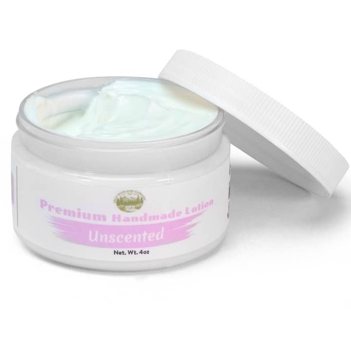 Unscented Lotion in Jar - 4oz Premium Handmade Natural Moisturizing Skin Lotion, Moisturizer For Dry To Very Dry, Sensitive Skin, Deep Moisturizing Cream - Falls River Soap Company for wholesale by Falls River Soap Company