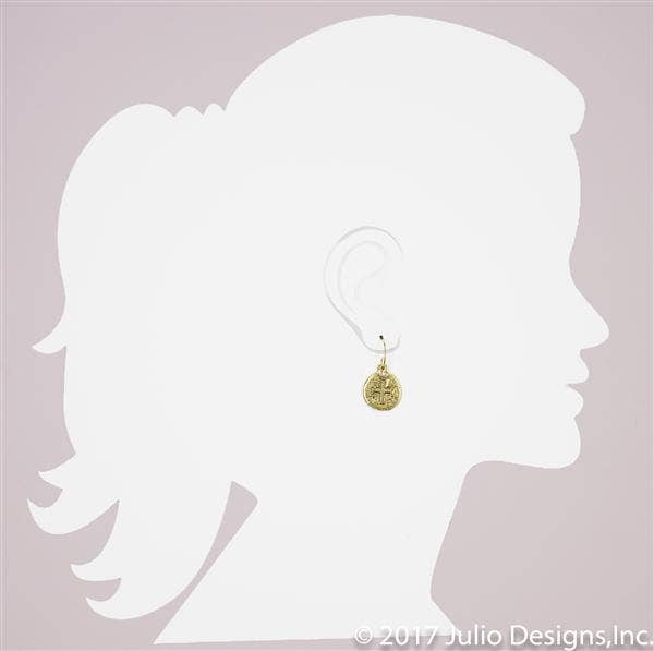 Julio Designs - Venta al por mayor Pendientes colgantes - Pendiente clásico tipo cruz tipo moneda ER 07 con detalle de cuentas metálicas4