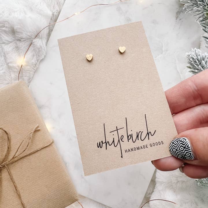 Whitebirch Handmade Goods – wholesale Solitärörhängen – Mini mässing hjärta örhängen