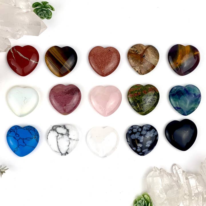 Rock Paradise – wholesale Spiritual stone/crystal – Crystal Gemstone Heart Shaped Thumb Worry Stone - Valentine