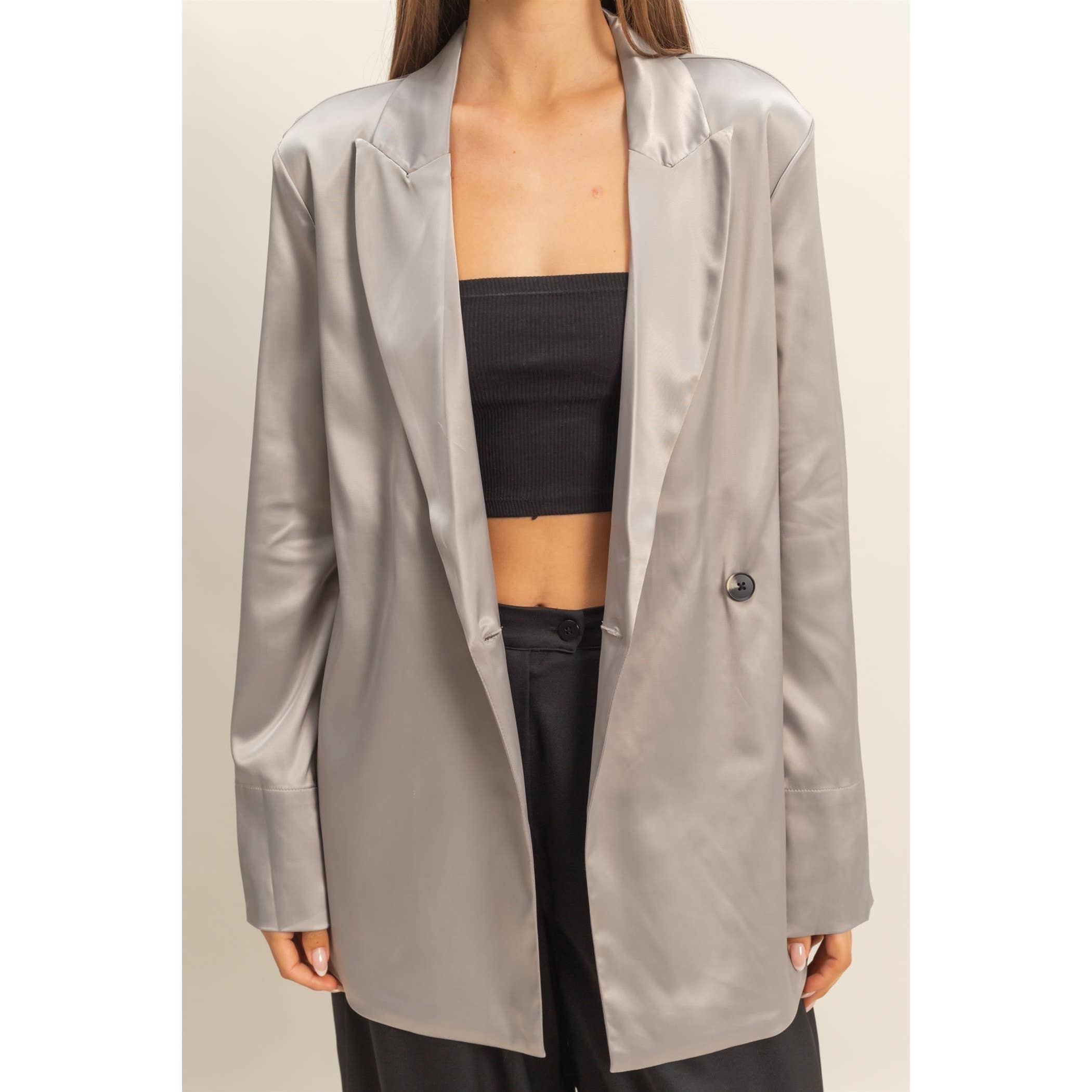 HYFVE - Wholesale Blazer - Women's - Satin Long Sleeve Blazer8