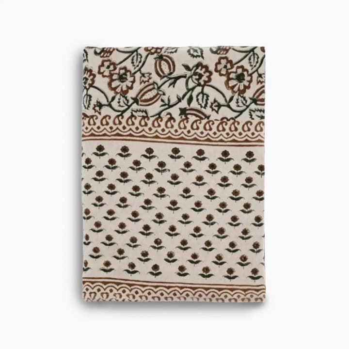 Chloe Floral Block Print Tablecloth for wholesale by Thread To Form