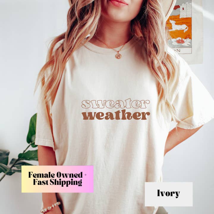 Sweater Weather T-shirt, T-shirt voor de herfst, vintage, uniseks, herfst voor wholesale door Woven Wonder Apparel