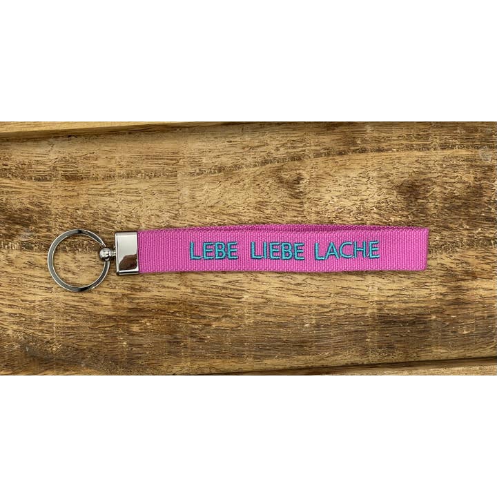 Parsley & Pepper – Großhandel Schlüsselanhänger – Unisex – LEBE LIEBE LACHE Schlüsselanhänger Keychain gewebt bestickt