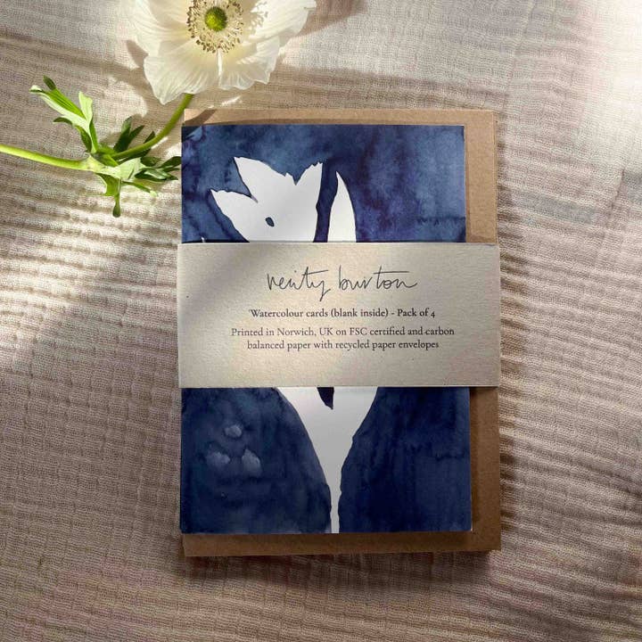 Watercolour greeting cards - pack of 4 for wholesale by Verity Burton