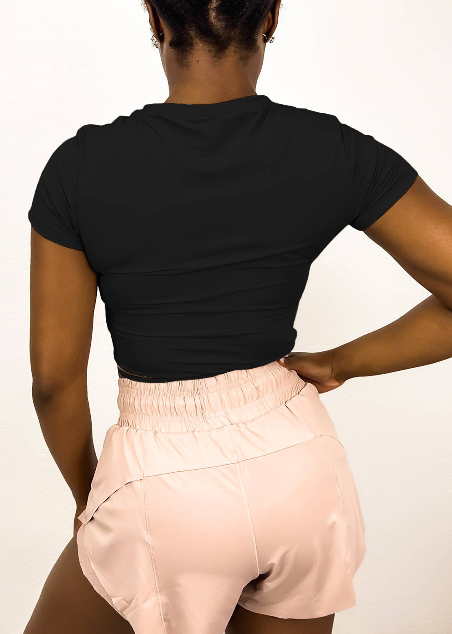 Active by Anna-Kaci - Wholesale Athletic Top - Women's - Fitted Cropped Mesh Trim Tee9