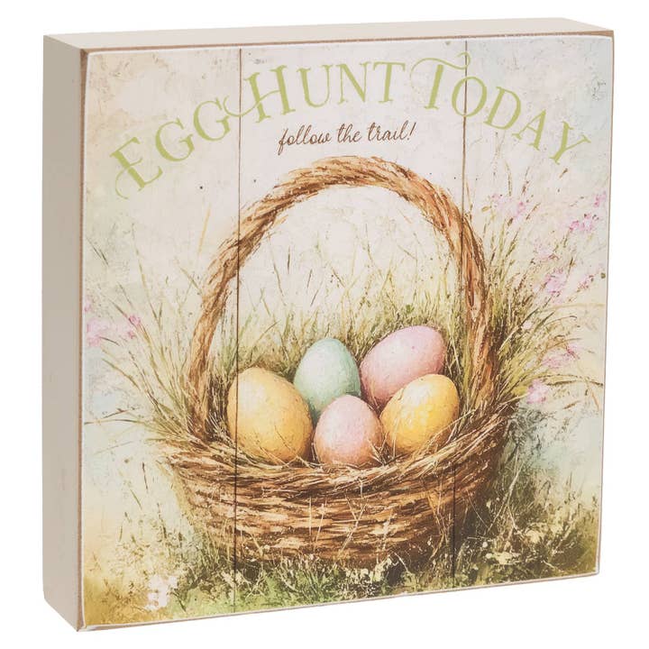 CWI Gifts - Wholesale Decorative Tabletop Object - Vintage Easter Egg Basket Box Sign - 3 Assorted3