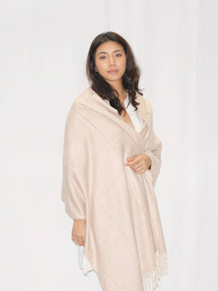 Cozy Cashmere Blend Stole -Oatmeal for wholesale by Dolma