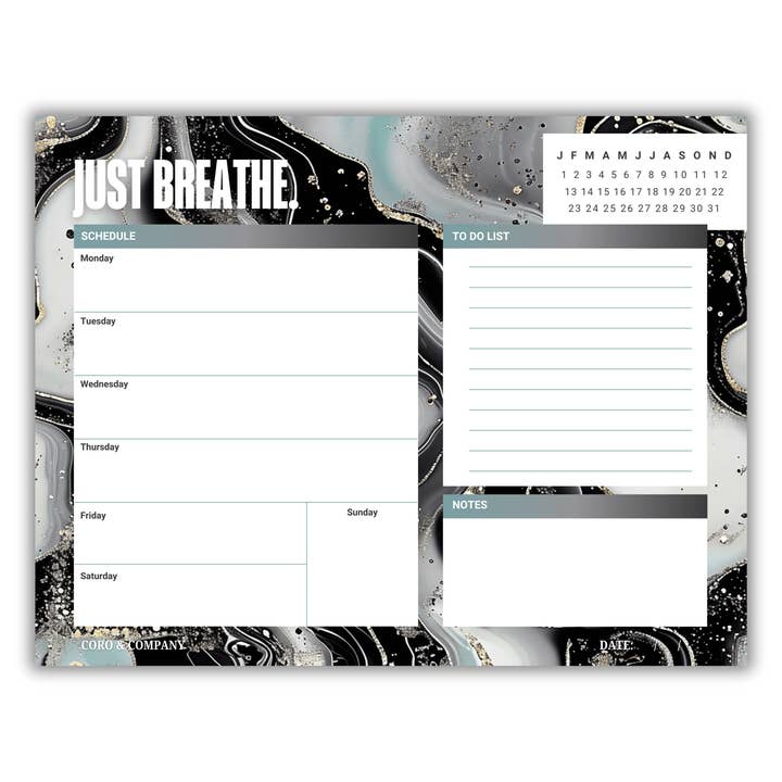 CoRo & Company – wholesale Planner – Just Breathe Weekly Desk Planner • 8.5 x 11"