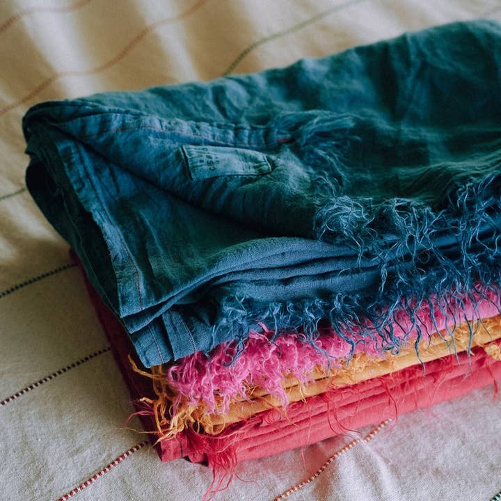 El Cosmico Fringed Linen Throw for wholesale by Far West Collective